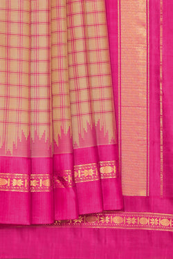 Collection of Gadwal Cotton Silk Classy Beige Saree in a gallery layout