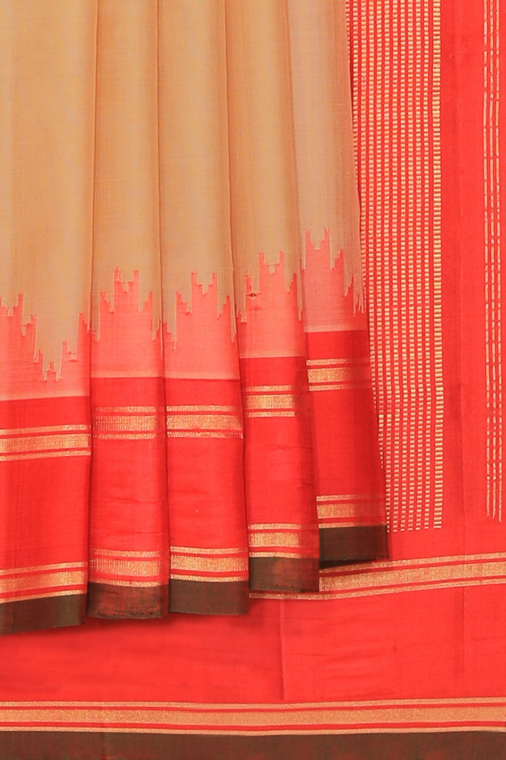 Collection of Gadwal Cotton Silk Classy Beige Saree in a gallery layout