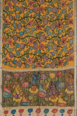 Collection of Pichwai Art Hand-Painted Yellow Saree in a gallery layout