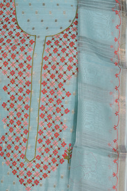 Collection of Cotton Silk Unstitched Suit With Dupatta (3 Pcs Set) in a gallery layout