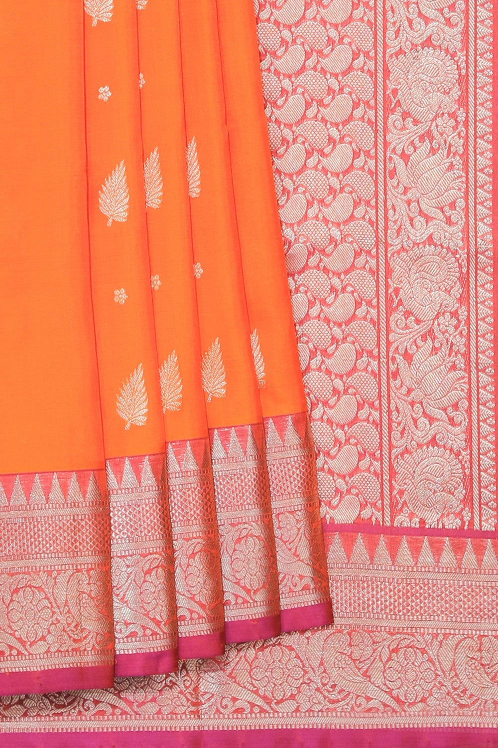 Collection of Venkatagiri Silk Orange Saree in a gallery layout