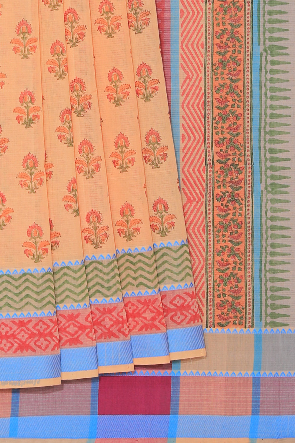 Collection of Mangalgiri Cotton Peach Saree in a gallery layout