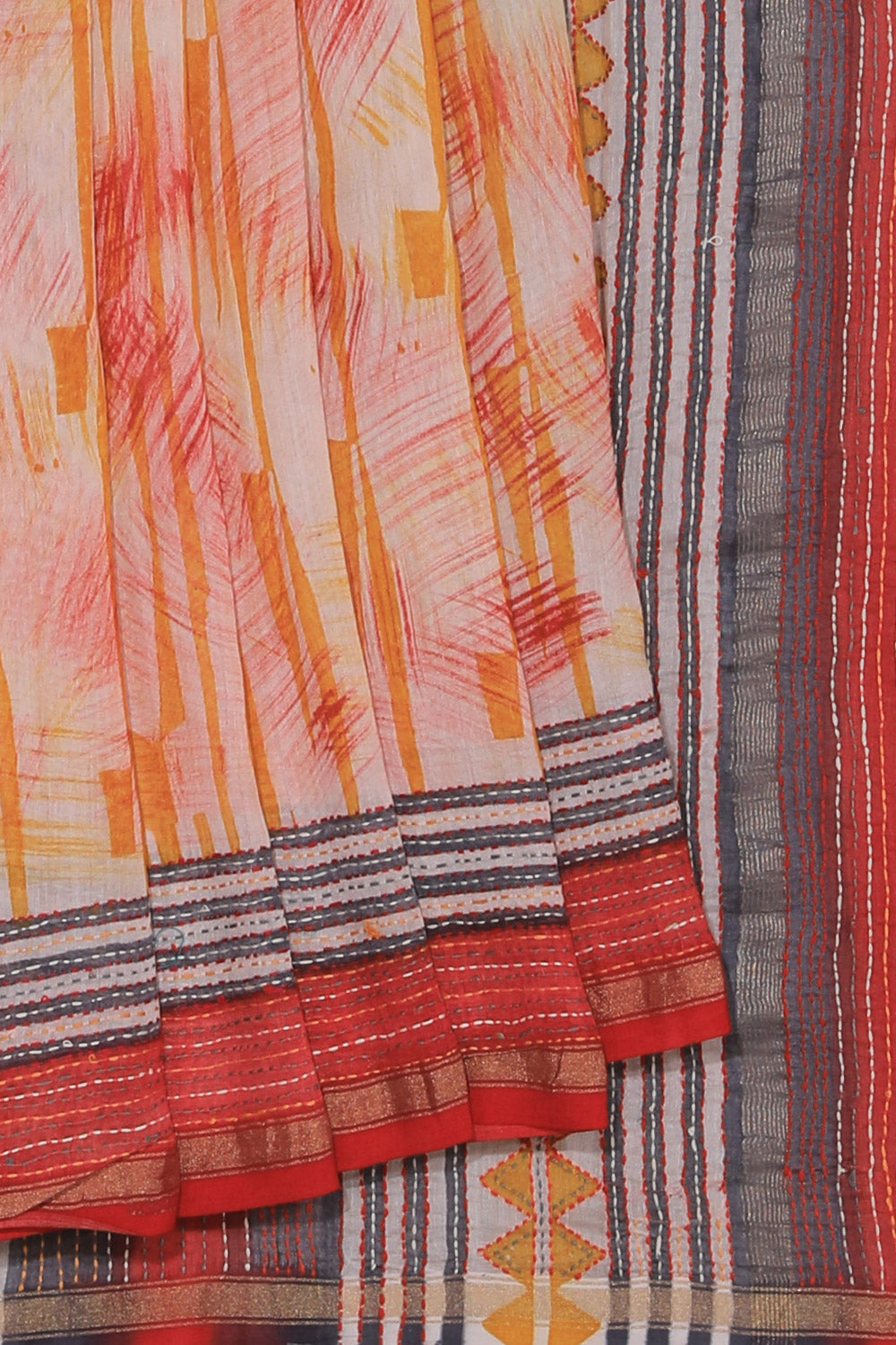 Collection of Maheshwari Kantha Stitch Saree in a gallery layout