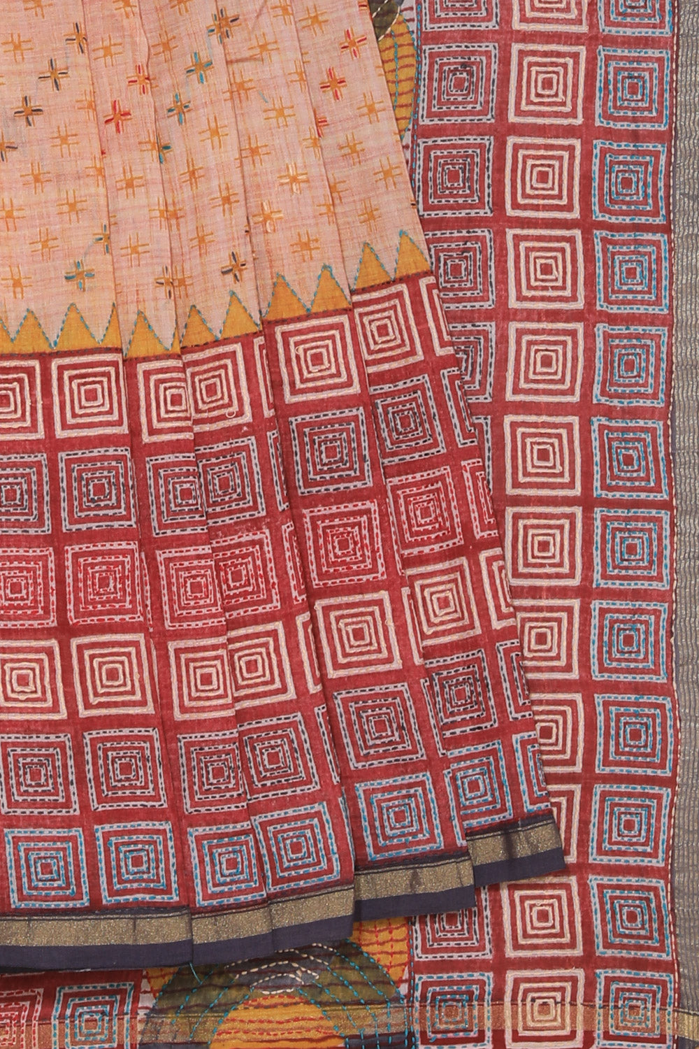 Collection of Maheshwari Geometric Print Saree in a gallery layout