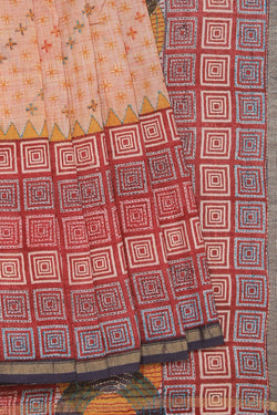 Collection of Maheshwari Geometric Print Saree in a gallery layout