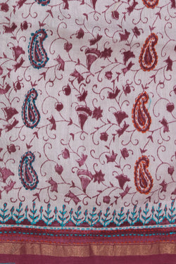 Collection of Maheshwari Kantha Stitch Saree in a gallery layout