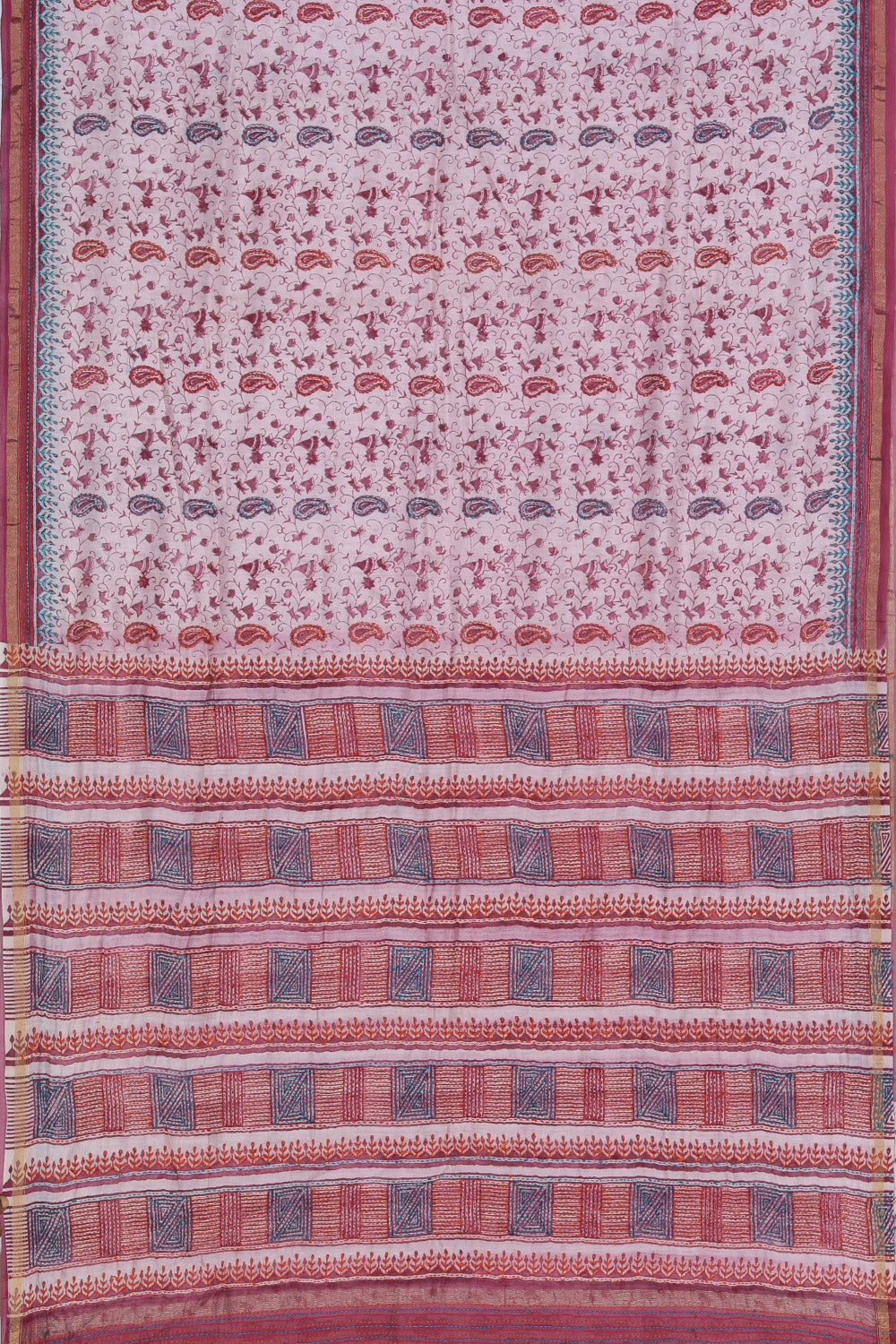 Image of Maheshwari Kantha Stitch Saree