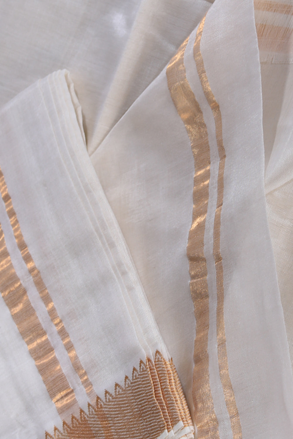 Collection of Mangalgiri Silk White Dhoti With Kanduva (8 X 4) in a gallery layout