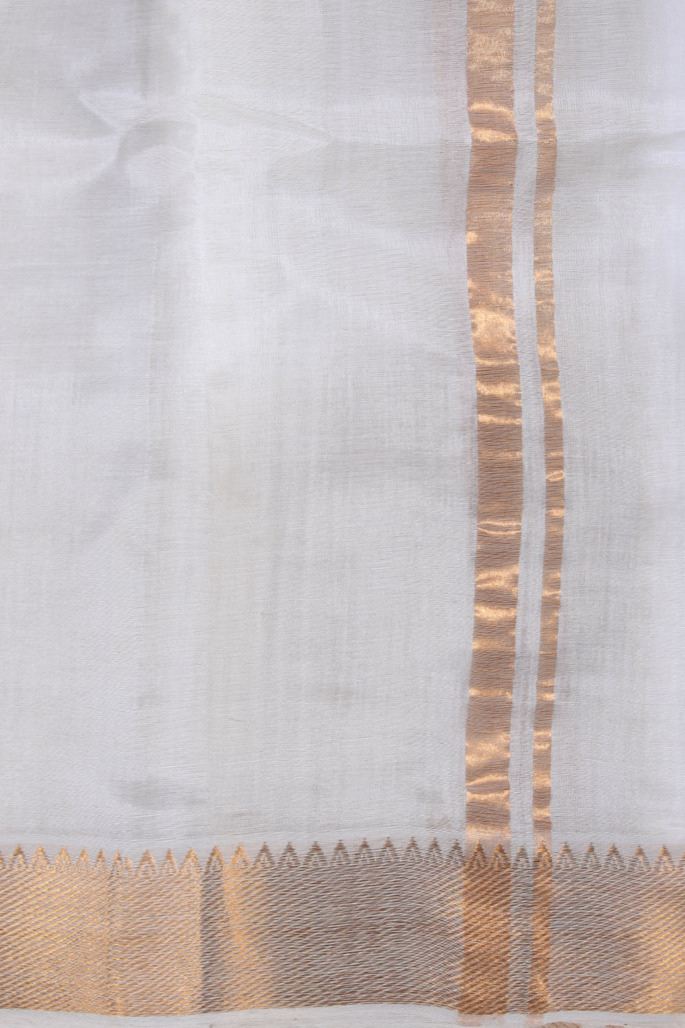 Collection of Mangalgiri Silk White Dhoti With Kanduva (8 X 4) in a gallery layout