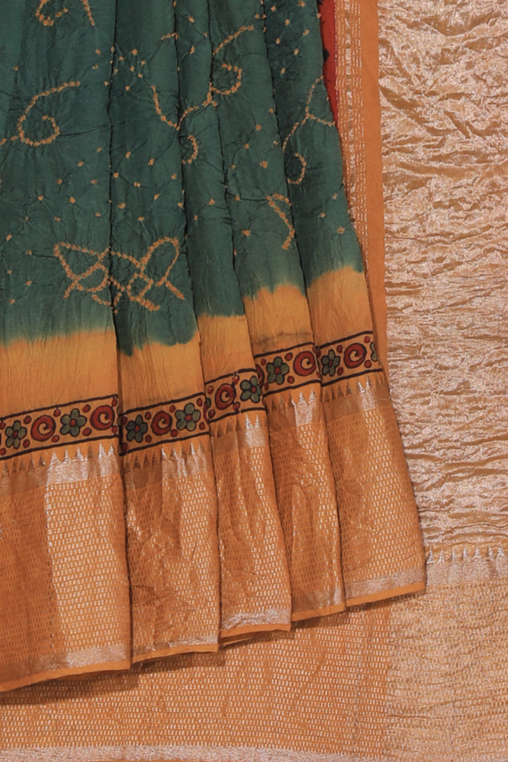 Collection of Mangalgiri Silk Bandhani Saree in a gallery layout