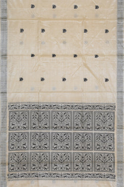 Image of Tussar Silk Off-White Saree