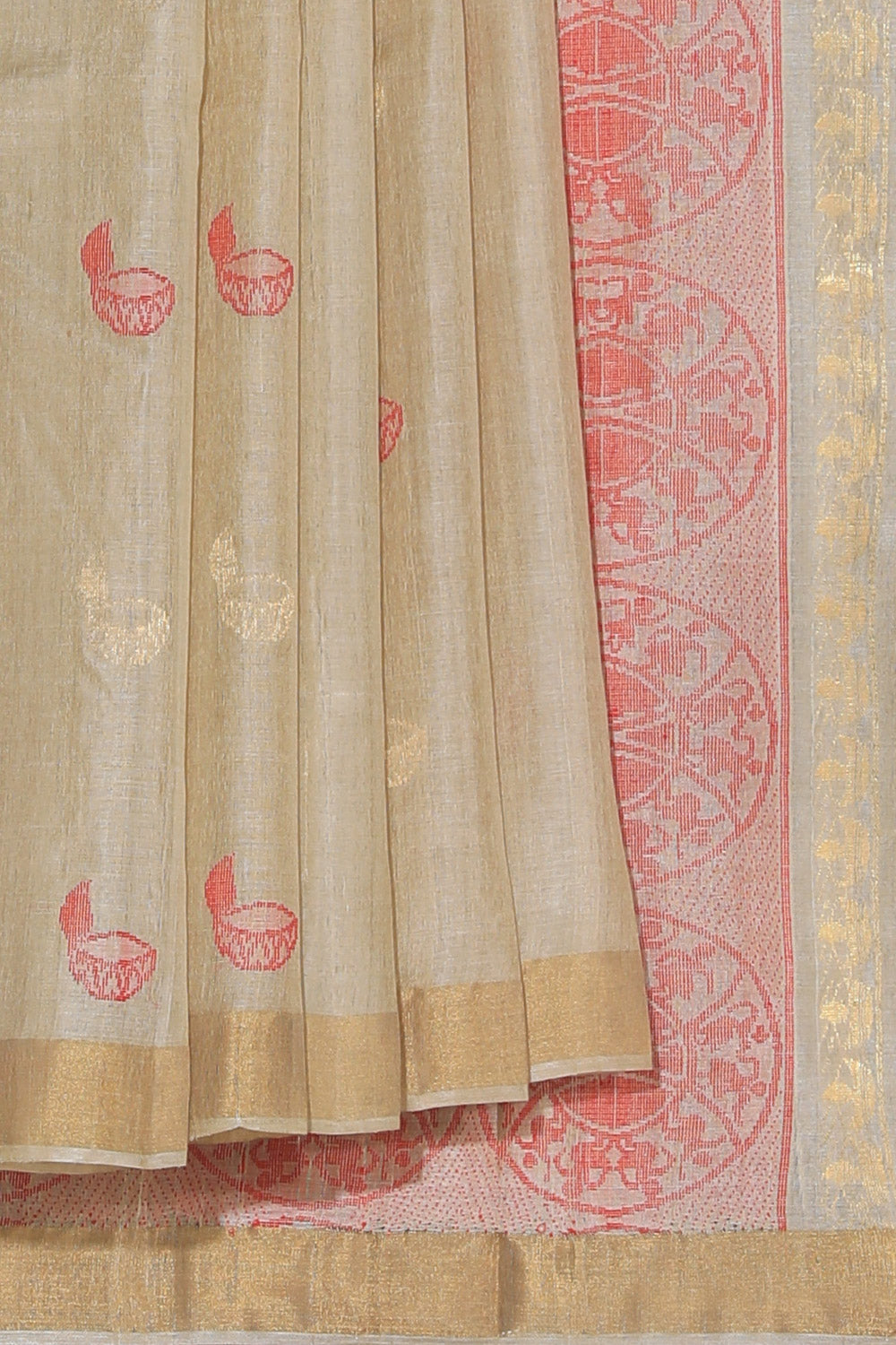 Collection of Tussar Silk Off-White Saree in a gallery layout