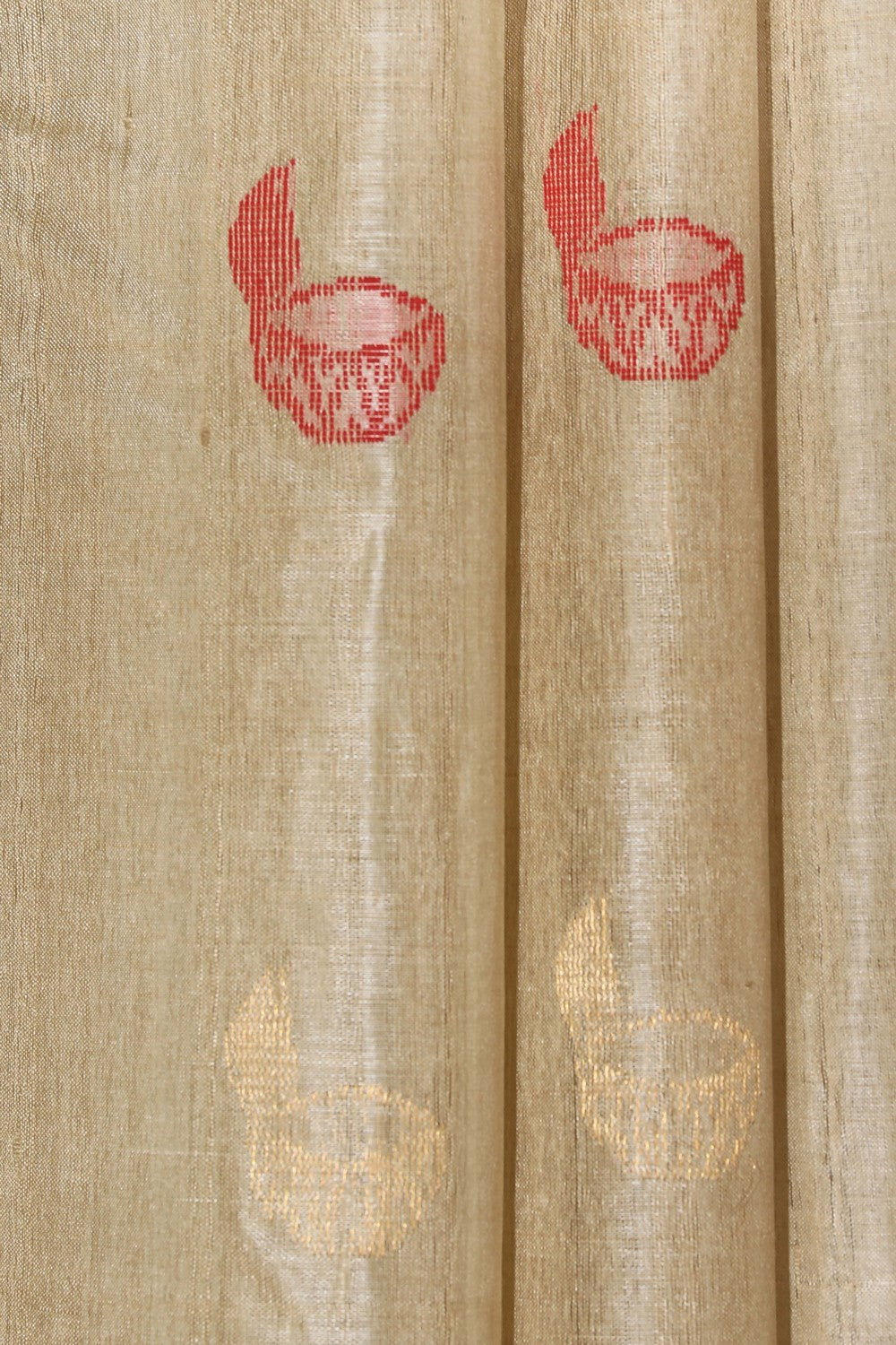 Image of Tussar Silk Off-White Saree