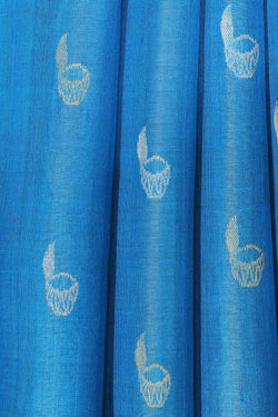 Collection of Tussar Silk Blue Saree in a gallery layout