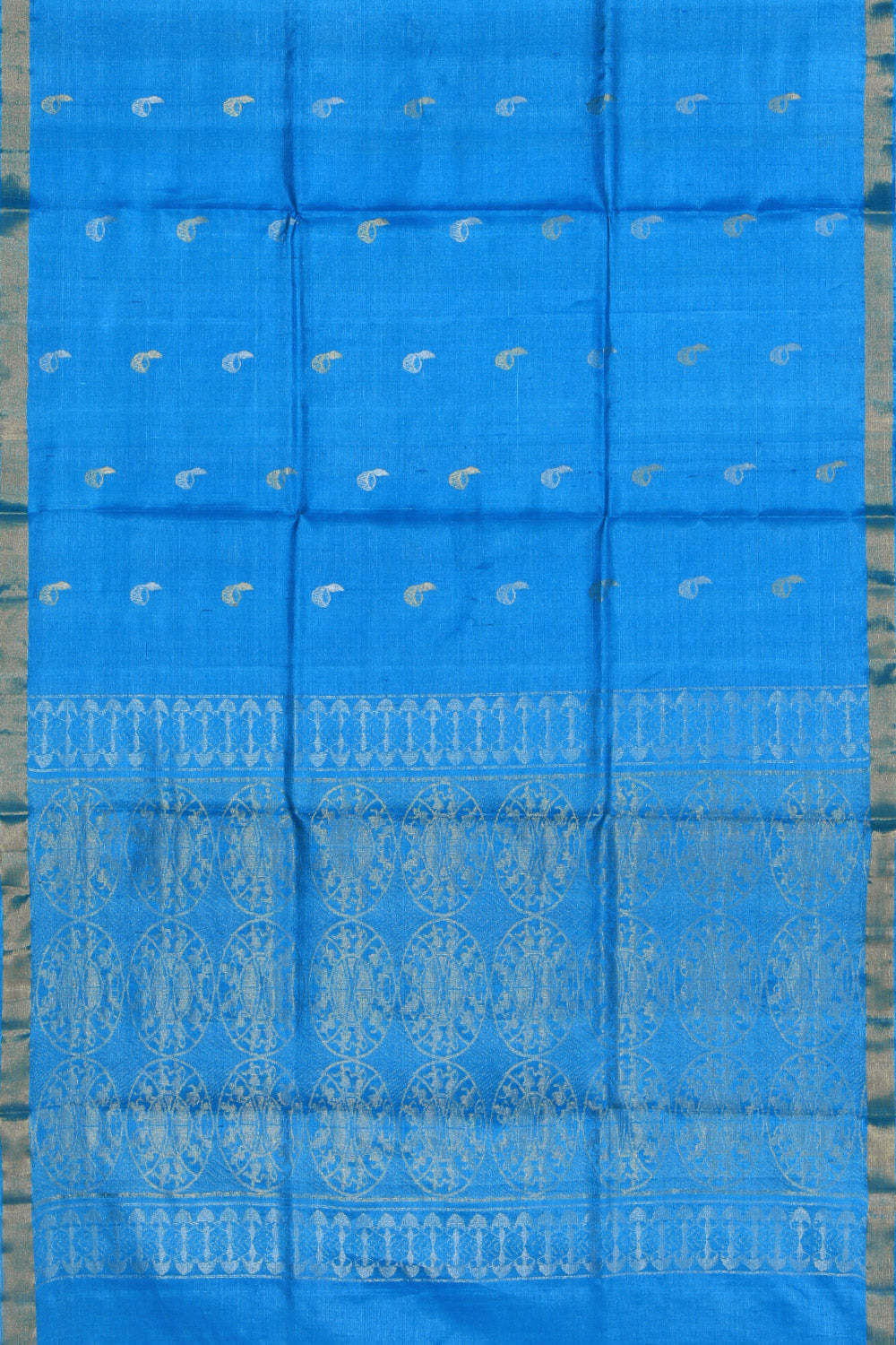Image of Tussar Silk Blue Saree