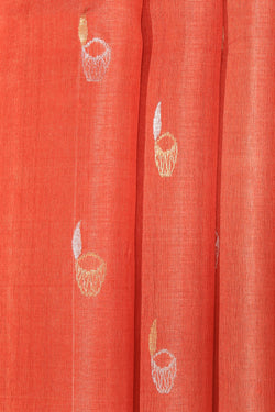 Collection of Tussar Silk Orange Saree in a gallery layout