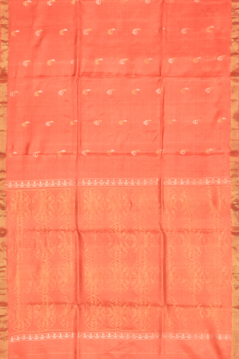 Collection of Tussar Silk Orange Saree in a gallery layout