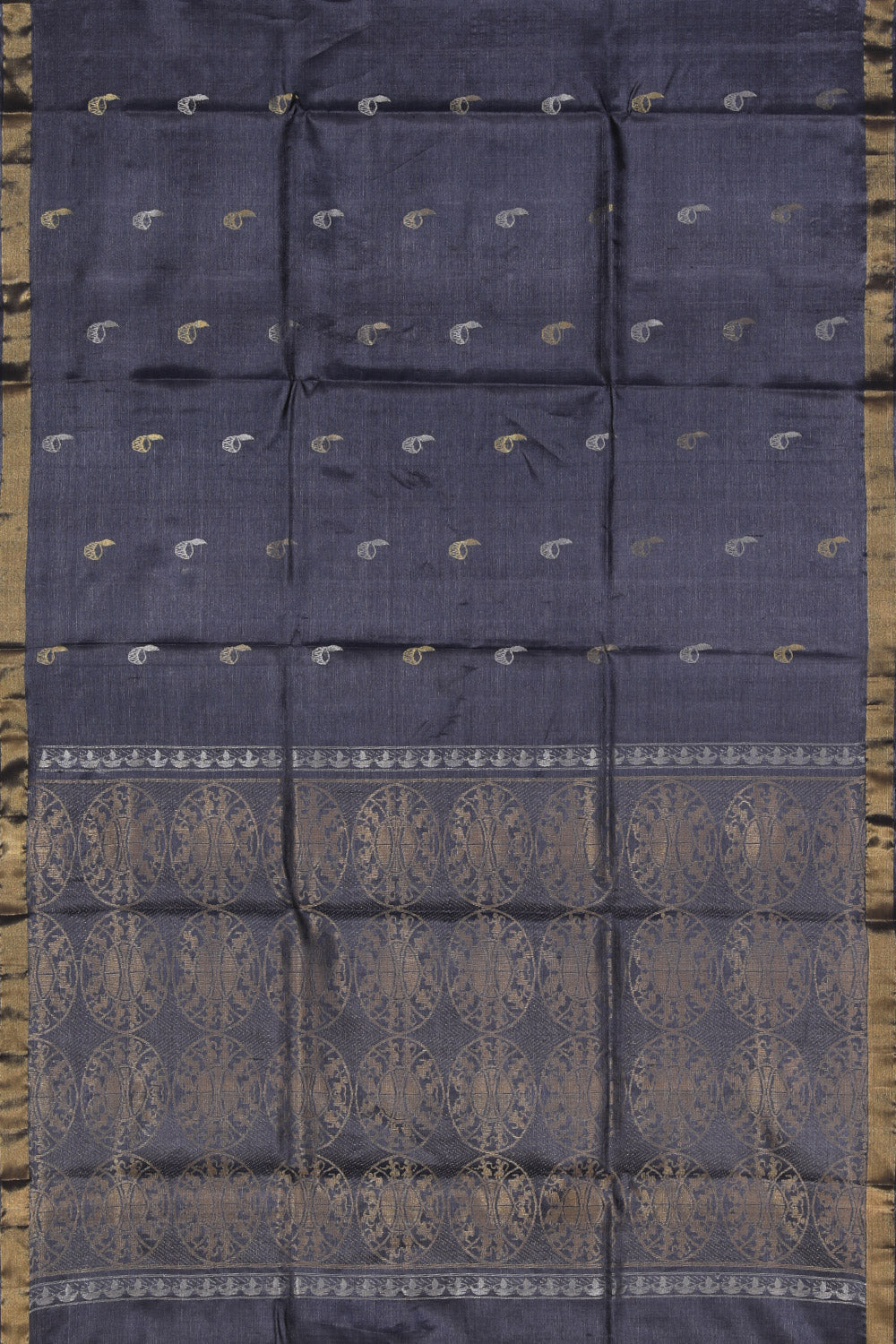 Image of Tussar Silk Grey Saree