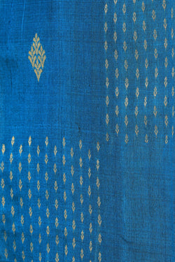 Image of Tussar Silk Blue Saree