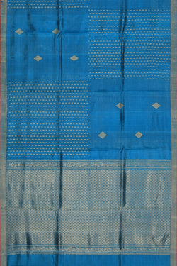 Image of Tussar Silk Blue Saree