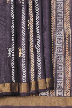 Collection of Tussar Silk Coffee Brown Saree in a gallery layout