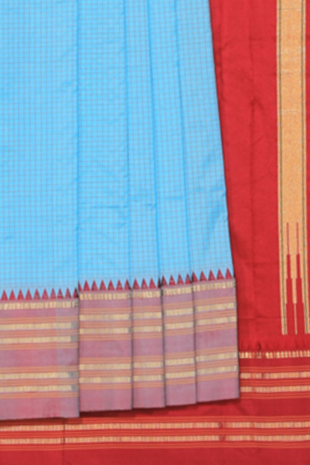 Collection of Narayanpet Silk Sky Blue Saree in a gallery layout