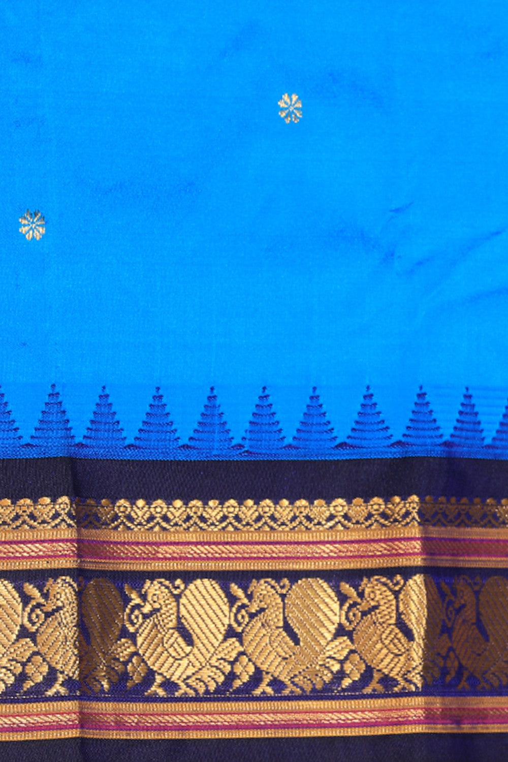 Collection of Narayanpet Silk Blue Saree in a gallery layout