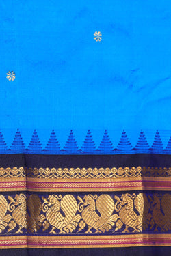 Collection of Narayanpet Silk Blue Saree in a gallery layout