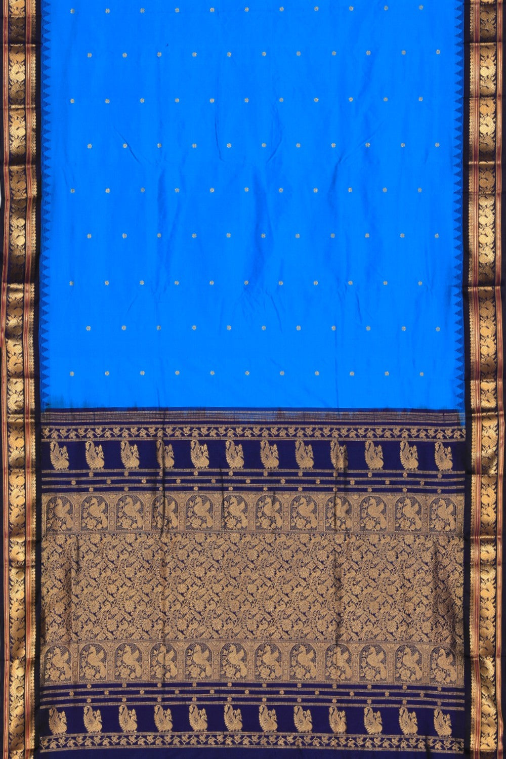 Collection of Narayanpet Silk Blue Saree in a gallery layout