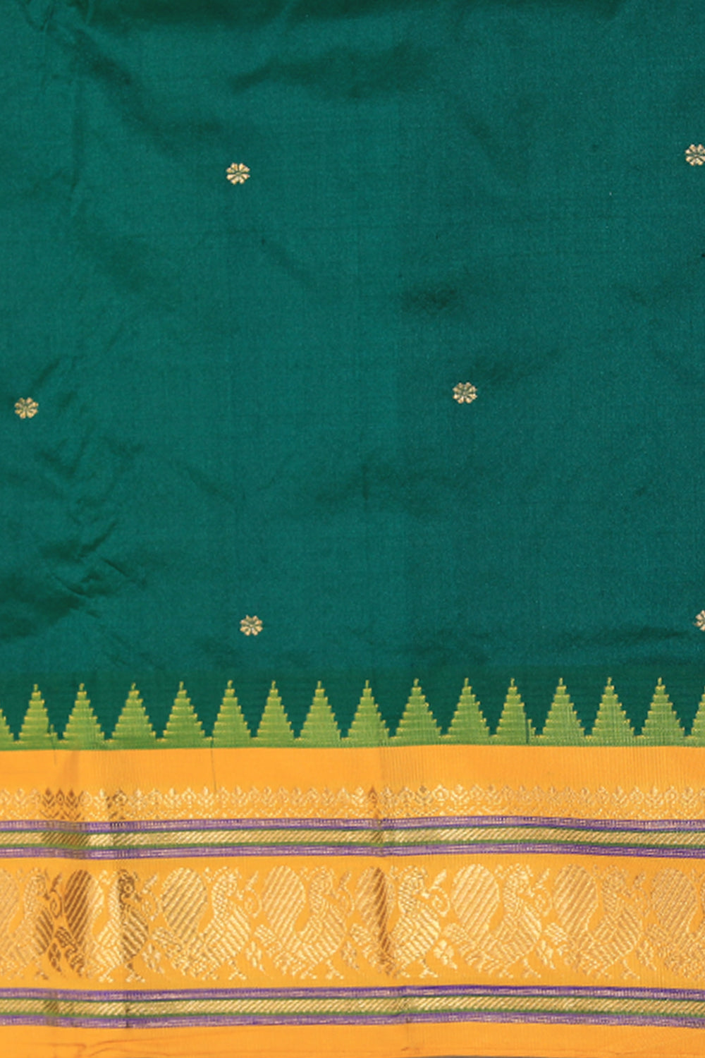 Image of Narayanpet Silk Bottle Green Saree