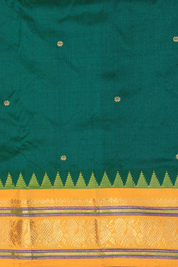 Collection of Narayanpet Silk Bottle Green Saree in a gallery layout