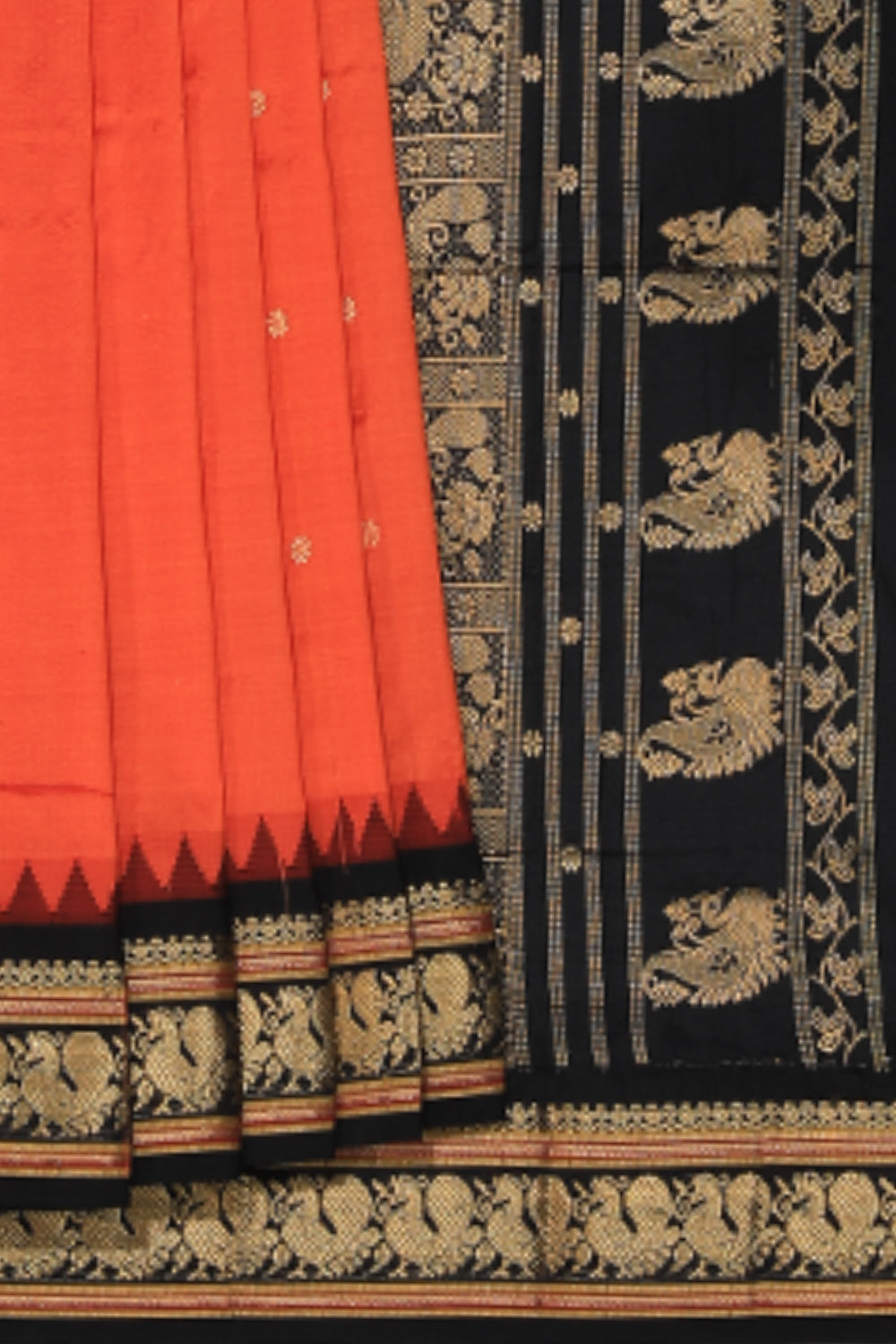 Collection of Narayanpet Silk Orange Saree in a gallery layout