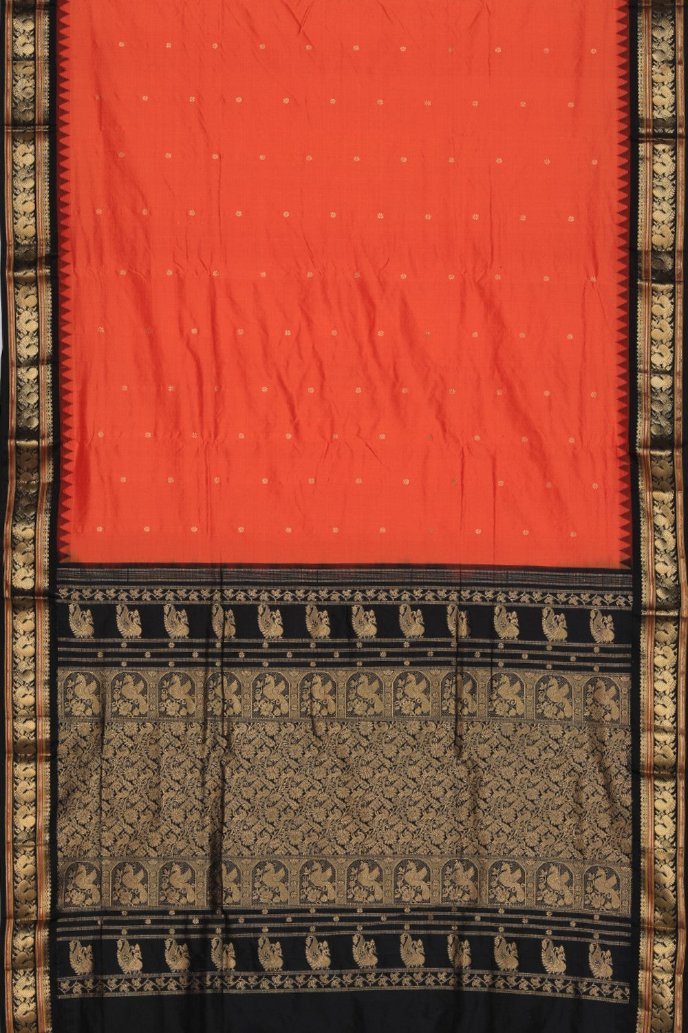 Collection of Narayanpet Silk Orange Saree in a gallery layout