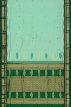 Collection of Narayanpet Silk Sea Green Saree in a gallery layout