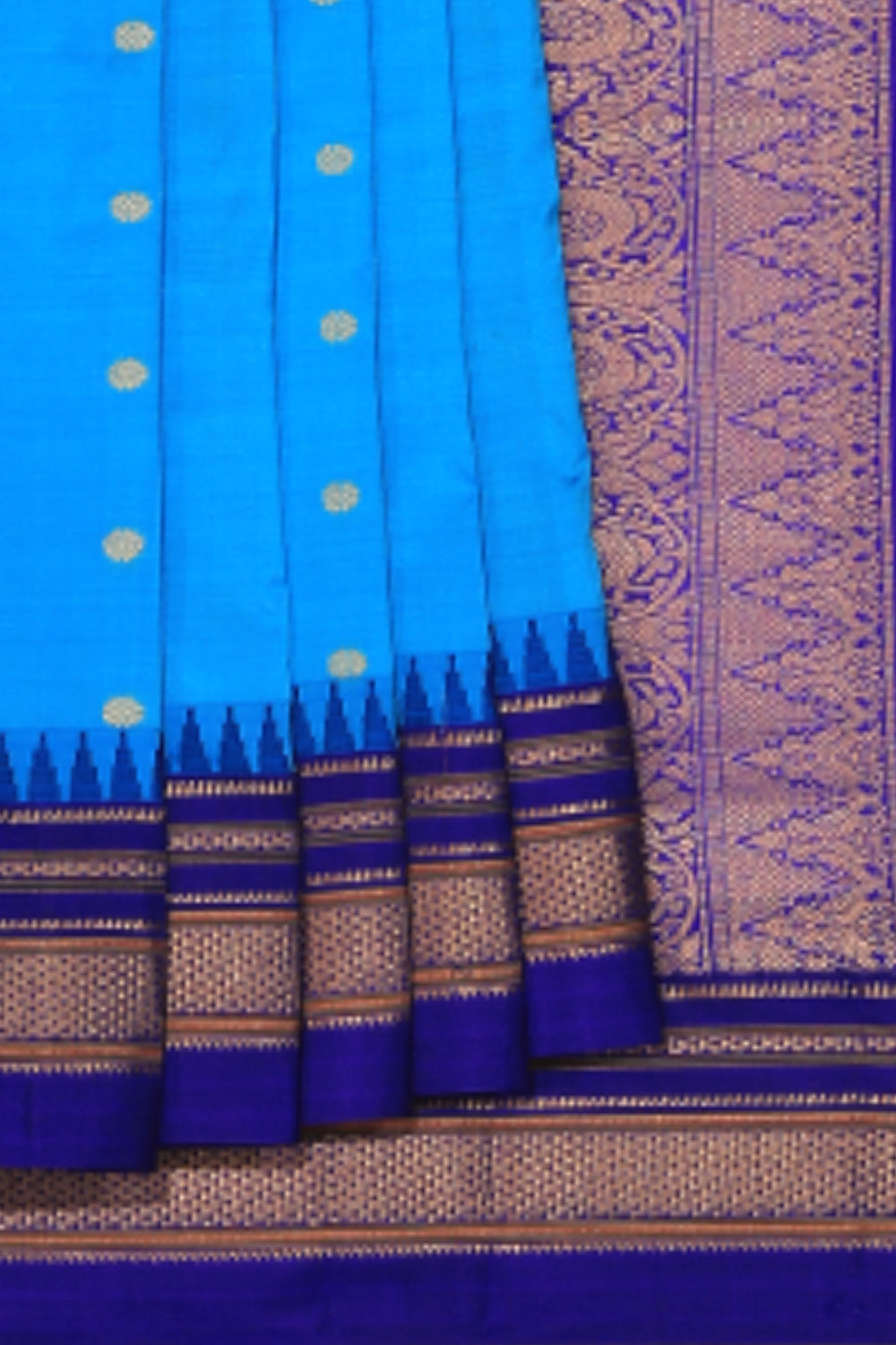 Collection of Narayanpet Silk Blue Saree in a gallery layout