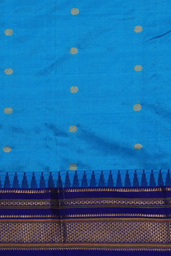 Collection of Narayanpet Silk Blue Saree in a gallery layout