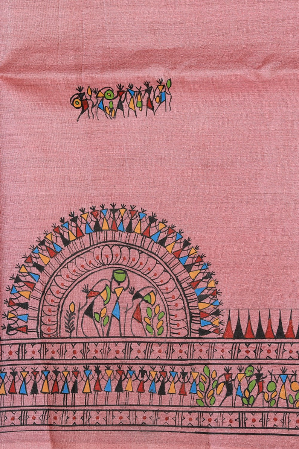 Warli Art Tussar Pink Saree