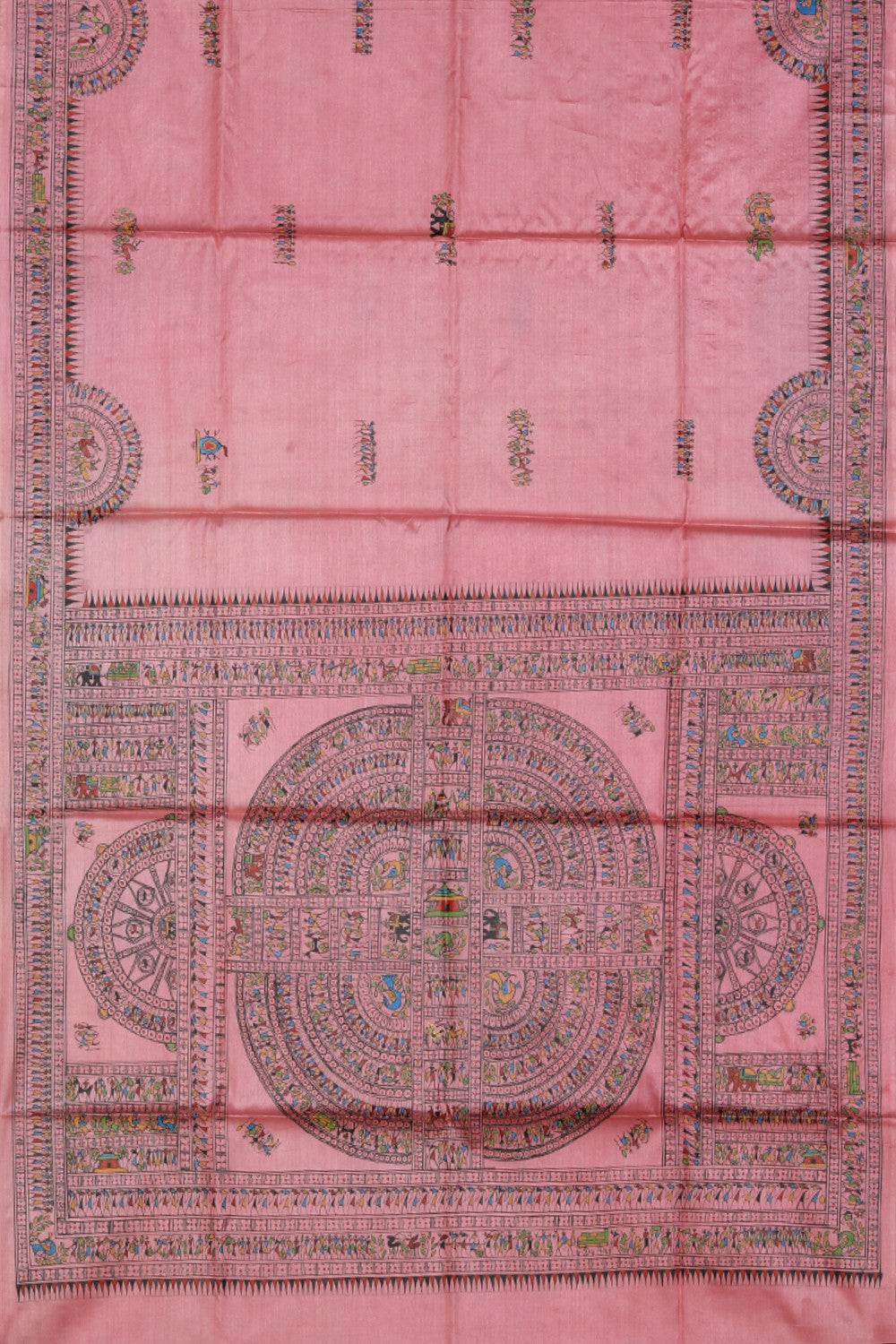 Warli Art Tussar Pink Saree