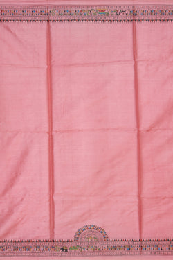 Collection of Warli Art Tussar Pink Saree in a gallery layout