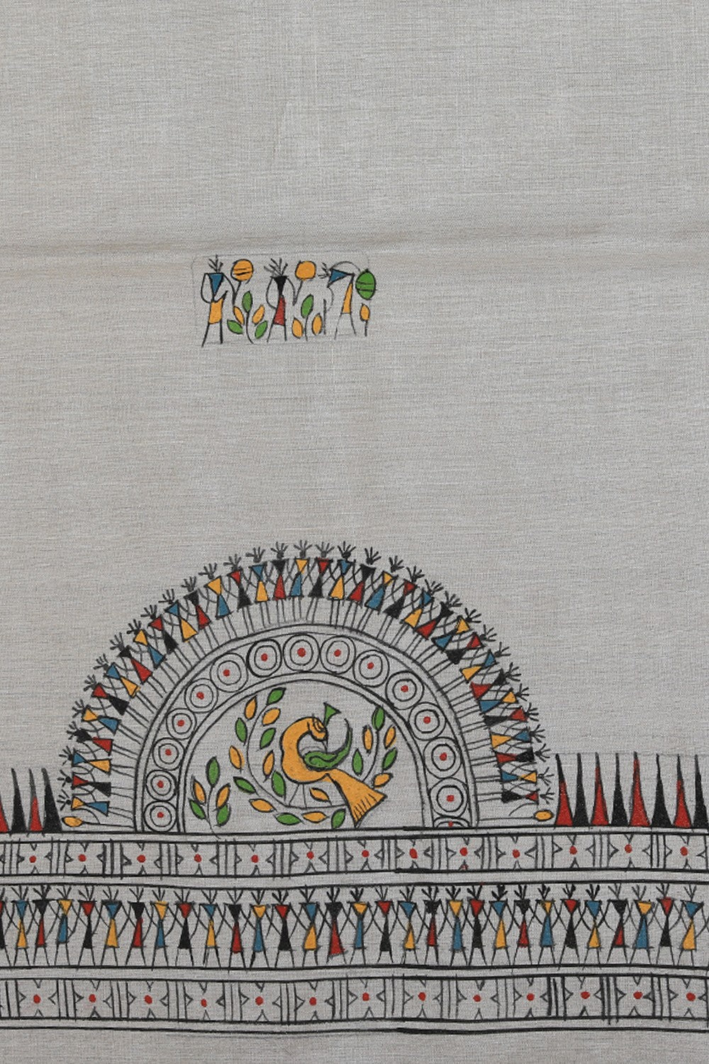 Image of Warli Art Tussar Off-White Saree