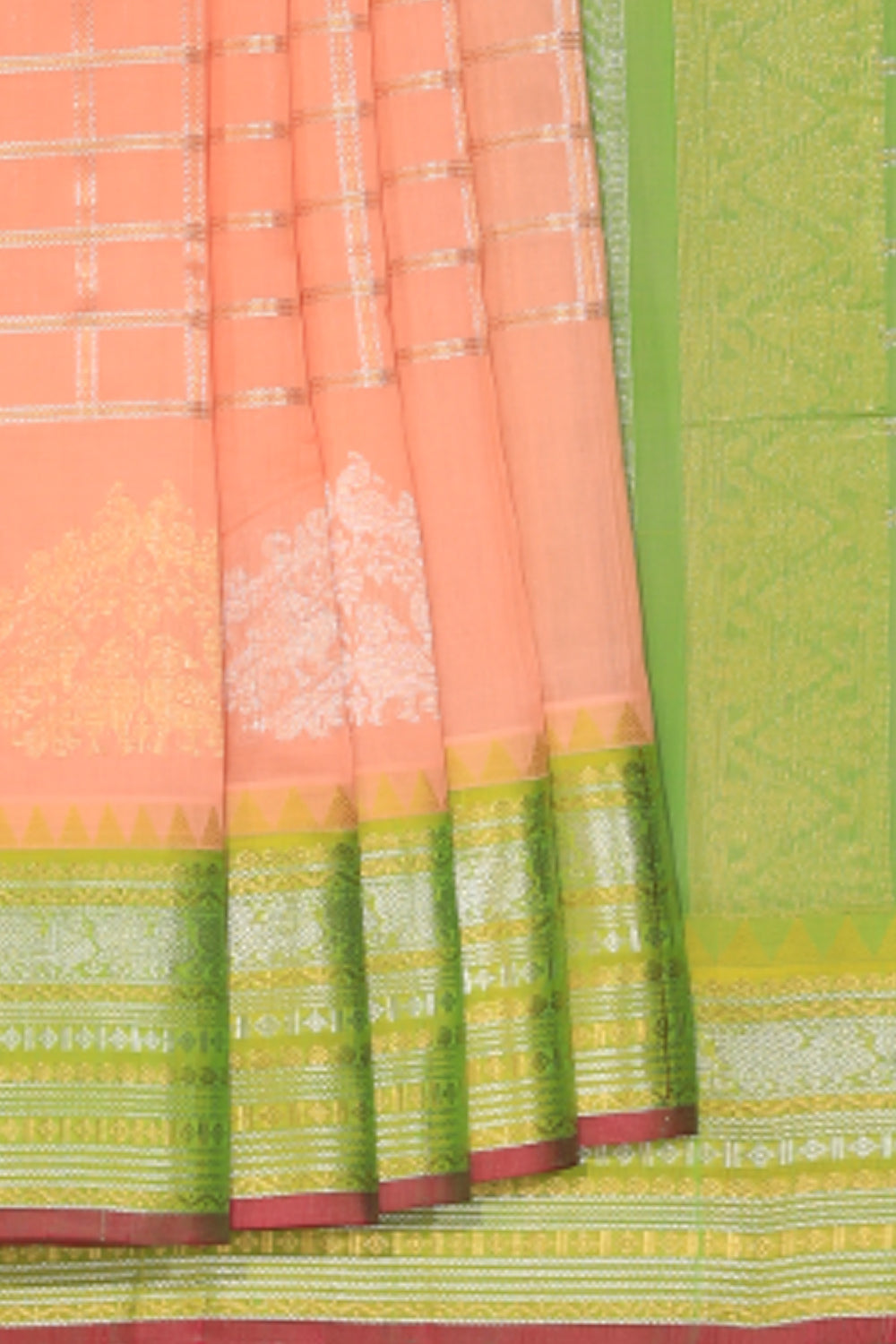 Collection of Kuppadam Peach Saree in a gallery layout