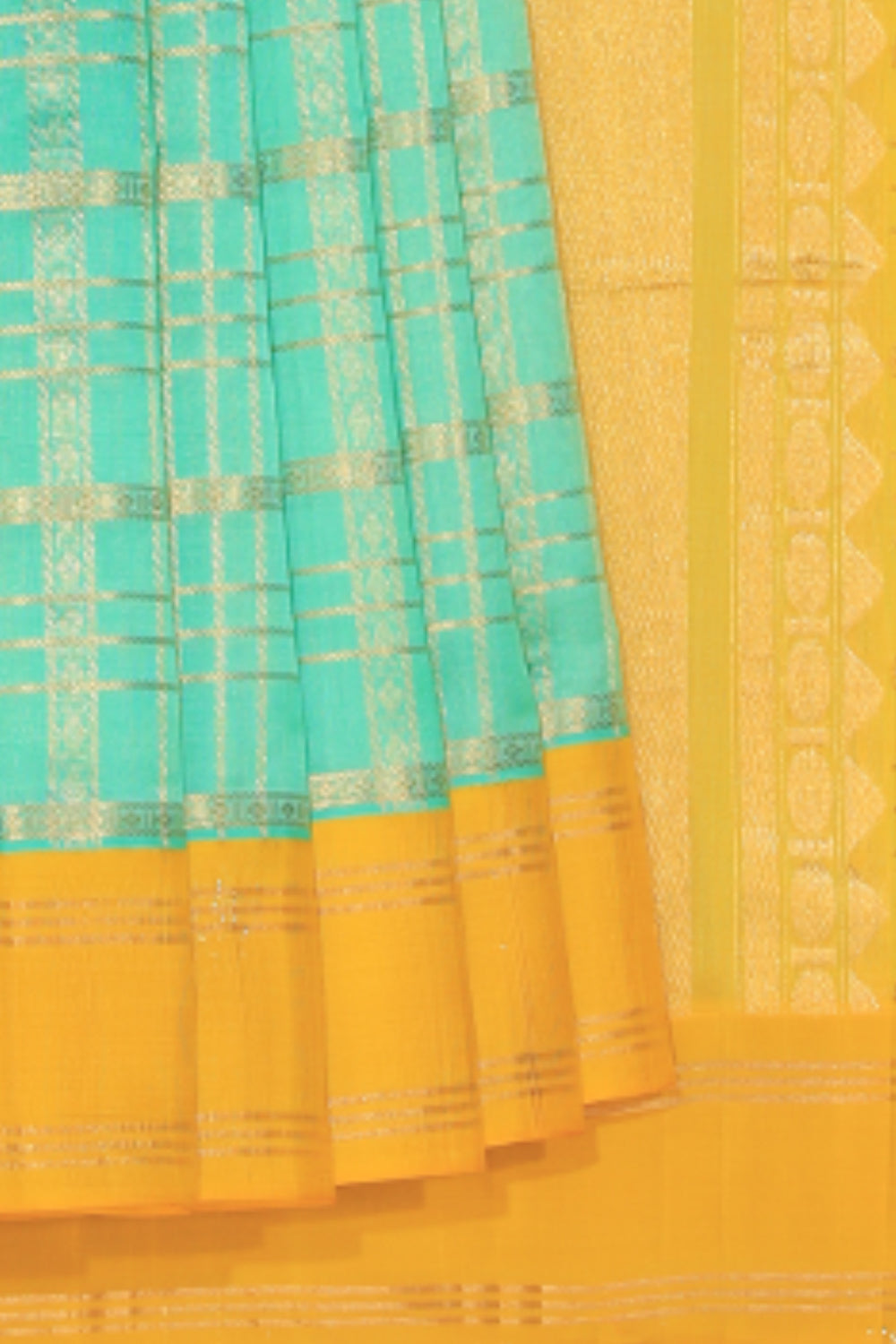 Collection of Kuppadam Turquoise Green Saree in a gallery layout