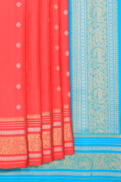 Collection of South Silk Coral Pink Saree in a gallery layout