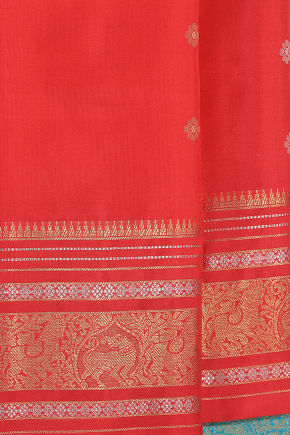 Collection of South Silk Coral Pink Saree in a gallery layout