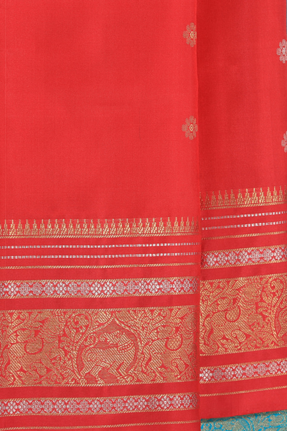 Image of South Silk Coral Pink Saree