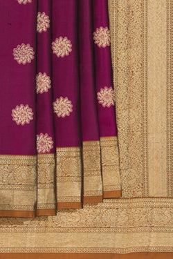 Collection of South Silk Deep-Wine Pink Saree in a gallery layout