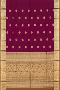 Collection of South Silk Deep-Wine Pink Saree in a gallery layout