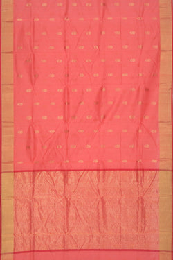 Collection of Chanderi Cotton Silk Coral Pink Saree in a gallery layout