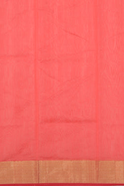 Collection of Chanderi Cotton Silk Coral Pink Saree in a gallery layout