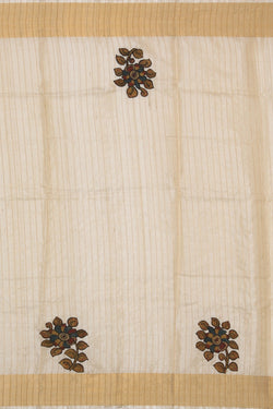 Collection of Kalamkari Hand-Painted Off-White Saree in a gallery layout